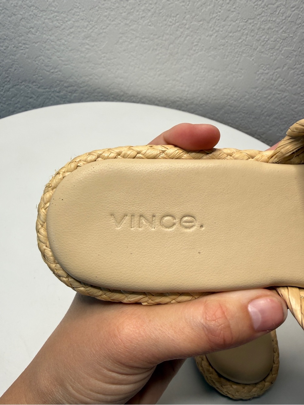 Vince Rumi Braided Slide Sandals Tan Woven Strap Size 7 - Picture 9 of 10